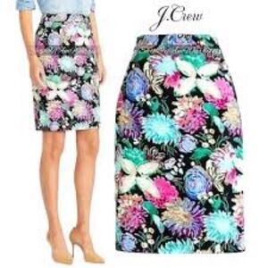J Crew Floral Velvet Pencil Skirt Size 10